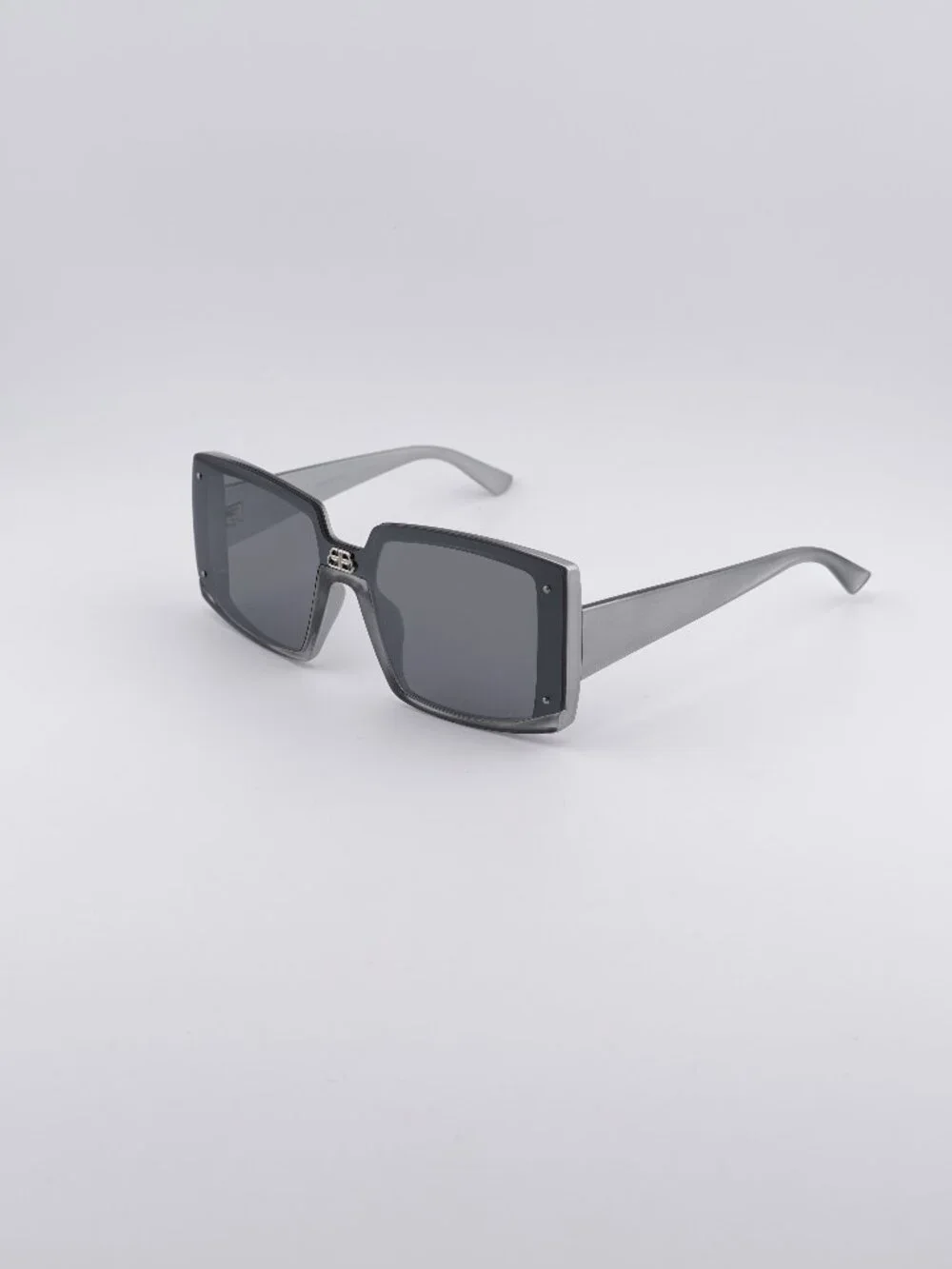 Balenciaga BB0081S 002 Sunglasses Silver Square Frame, Silver Lenses